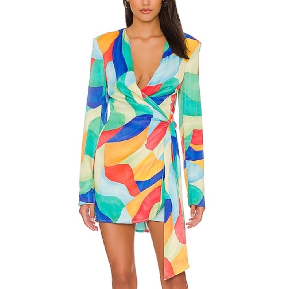WeWoreWhat Multicolor Abstract Wrap Dress